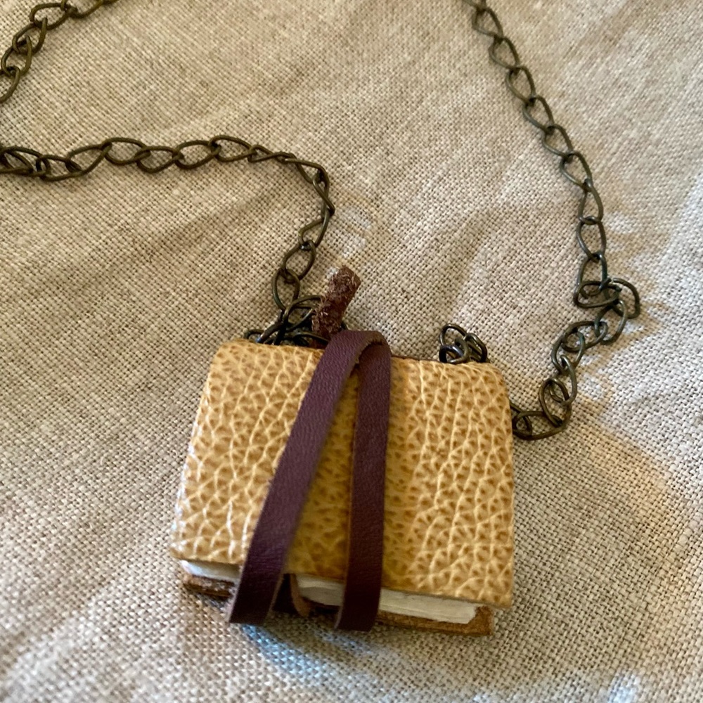 Laura Carey Books - Custom Tiny Leather Book Pendant/Necklace - NWOT - Picture 7 of 15